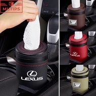 Lexus Car Leather Round Tissue Box Cylinder Paper Towel Storage Holder For rx 570 RX300 LX570 CT200H NX250 RX350 LX470 IS NX ES