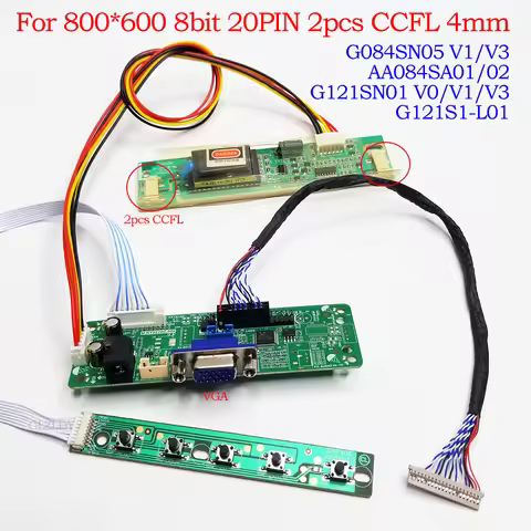 LCD Driver controller Board Monitor Kit for G121S1-L01 G121SN01 V0 V1 V3 Panel 800x600 2 ccfl LCD VG
