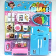 PERALATAN 2-door Refrigerator Toy Set - Girls Kitchen Utensils