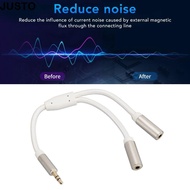 JUSTO Headphone Splitter, 20cm/7.87in Gold Plated Stereo Y Splitter Cable, Flexible 3.5mm 1 Male to 