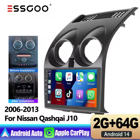 ESSGOO 9" CarPlay Car Stereo Multimedia-Player Radio Android 14 GPS Navigation WIFI RDS FM BT for Ni