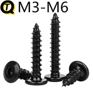 8.8 Grade Black Flat Head Hexagon Socket Self-Tapping Screws (Ready Stock M3M3.5M4M5M6) Chamfered He