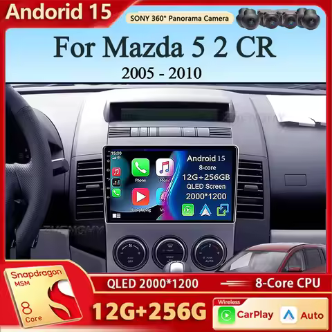 Android 15 Carplay WIFI For Mazda 5 2 CR 2005 - 2010 Car Radio Multimedia Video Player Navigation st