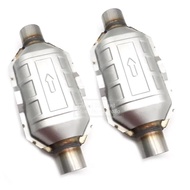 2pcs 2.25'' Round Stainless Steel Universal Catalytic Converter 400 Cells High Flow Muffler Catalyst
