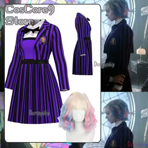 Anime Season 2 Enid Sinclair Wolf Girl School Uniform Costume Cosplay Halloween Outfit Addams Family