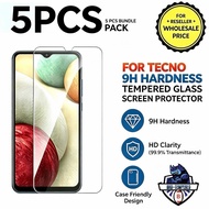 5Pcs Tempered Glass For TECNO Series 9H Hardness Screen Protector Reseller Bundle