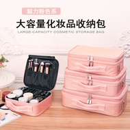 Cosmetic Bag Pink Large-Capacity Three-Layer Waterproof Essential Oil Bag Cosmetic Partition Storage