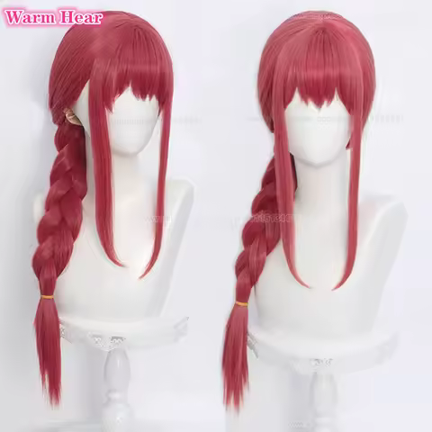 Makima Synthetic Hair Anime 70cm Red With Braided Makima Cosplay Wig Heat Resistant Hair Halloween P