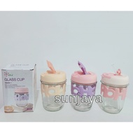 HOHO 350ml Glass Tumbler Glass Drinking Directly with Straw