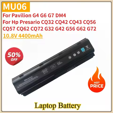 New Replacement Laptop Battery MU06 10.8V 4400mAh for Pavilion G4 G6 G7 DM4 for Hp Presario CQ32 CQ4