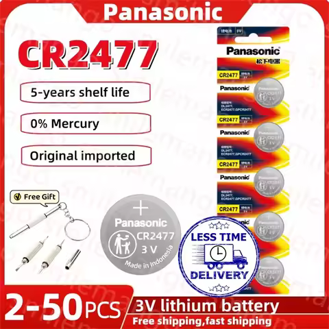Panasonic 2-50PCS CR2477 button battery lithium 3V instrument meter imported digital tire pressure m