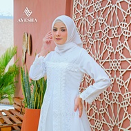 [ AYESHA ] Gamis Putih Wanita Mewah Abaya Putih Turkey Baju Gamis Terbaru