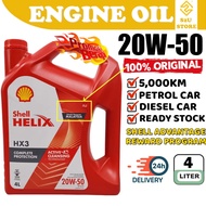 S2U Original Shell Helix HX3 Engine Oil 20W50 4Liter Minyak Hitam Kereta Proton Perodua Toyota Honda