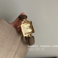 Nonoan Vintage Mishali Square สร้อยข้อมือหรูหราสุภาพสตรีนาฬิกาควอตซ์ของแท้ หนัง สายคล้อง ตัวเรือนสแต