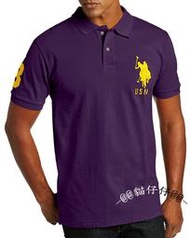 貓仔仔美國童裝 U.S. Polo Assn. 全新精繡大馬圖案/貼布繡數字3短袖有領網眼polo衫/上衣-XL-免運費