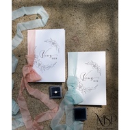 THE VOWS - Wedding VOWS Card - Blue and Pink Ribbon
