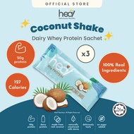 Heal Coconut Shake Whey Protein Shake Dairy Based Powder (3 Sachets) | High Protein, No Sugar, HALAL