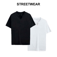 STREETWEAR Men's V-Neck T-Shirt, Soft Fabric, Cool Straight Form AT01