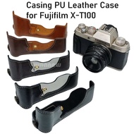 XT100 Casing PU Leather Camera Case for Fujifilm XT100 X-T100 Half Body Cover Open Battery