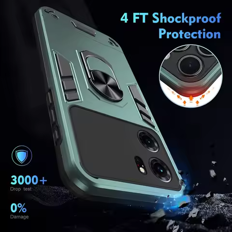 Shockproof Armor Metal Ring Cover For OPPO K10 K11 For OPPO F25 Pro F19 Pro Plus Magnetic Car Holder