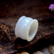 White Jade Ring Emperor Shape Size 61 mm.