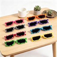 Pixel Mosaic Full Rim Square Sunglasses UV400 Protection, Lightweight PC Frame Retro Game Style Outd