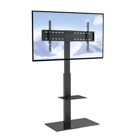 SucceBuy TV Stand Mount Swivel TV Stand for 32-55/ 65/ 85 inch TV Height Adjustable Portable Floor T