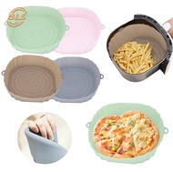 Multicolor Round Silicone Air Fryers Baking Tray/ Washable Reusable Pizza Fried Chicken Grill Pan Kitchen Accessories