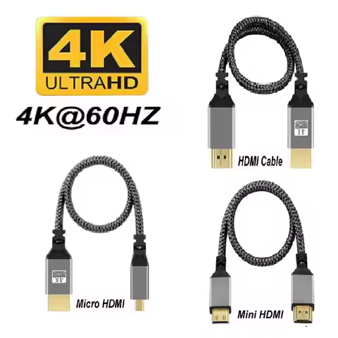 4K 60Hz HDMI-Compatible Cable Micro HDMI Mini HDMI 4K 60HZ Nylon Braid Wire HDMI Extension Cable For