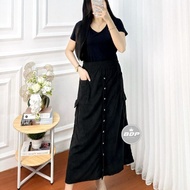 Ovia Cargo Skirt Korean Style Premium Conduroy Material Women's Long Skirt Above Ankle Length Fits S