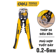 Kìm Tuốt Dây Điện Bấm Cos Đa Năng Deli - Chất Liệu Thép Cao Cấp Điều Chỉnh Lực Tuốt Dây Dễ Dàng - DL