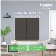 Schneider Electric Avataron Grey Light Switch - 2 Gang 2 Way