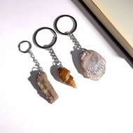 Hello~Natural Ancient Biological Sea Animal Fossil Ammonite Conch Fossil Key Chain Pendant Scary Col