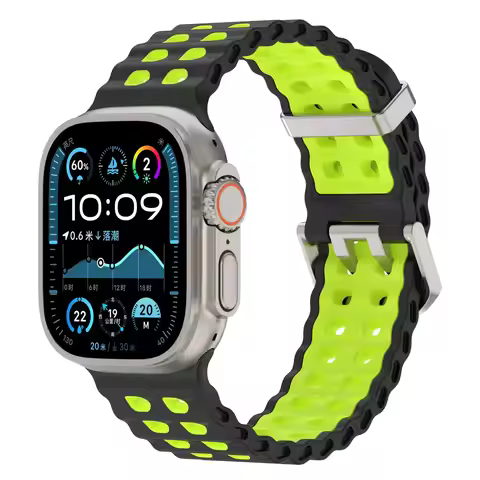 Dual-Color Ocean Silicone Band for Apple Watch Ultra 3 49mm 46mm 45mm Ocean Band iWatch 11/10 9 8 7 