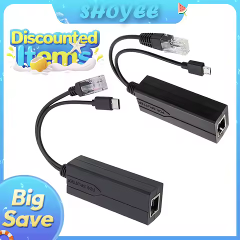 POE Splitter 48V to 5V Micro USB tpye-C 100Mbps and1000Mbps Gigabit POE Camera Injector Power Supply