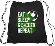 Haizct Eat Sleep Soccer Repeat Soccer Drawstring Backpacks, Unisex Drawstring Soccer Bags for Gym Shopping Sport, Soccer Gifts for Soccer Men Women Soccer Lover Soccer Coach, Soccer Player Gift,
