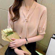 88V-neck   business Short sleeve Polyester blouse Summer  career  clsual tops