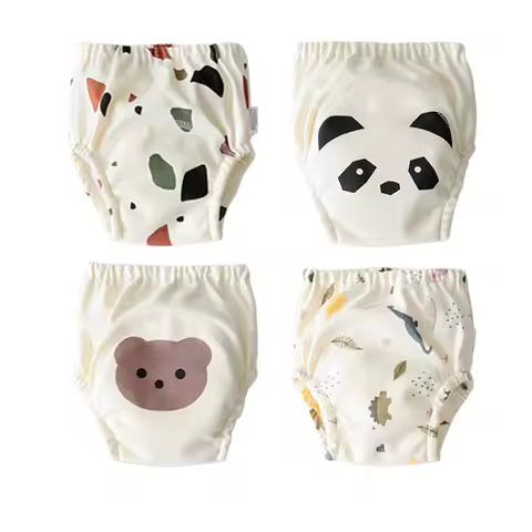 4pcs 2023 New Fashion Reusable Baby Kids Cloth Diaper Panties Washable Potty Training Pants Learning
