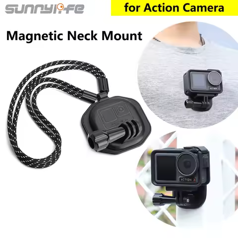 Sunnylife Magnetic Neck Strap Holder Mount Bracket Adapter With Lanyard for Insta360 X5 Series/ OSMO