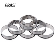 PRASI 6 pcs English Muffin Ring Set, 3.2'' Silvery Multipurpose Stainless Steel Ring Set, Convenient