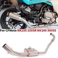 For CFMOTO NK250 NK250SR 300NK NK300 300SS NK300SR Motorcycle Muffler Exhaust Modified Escape Front