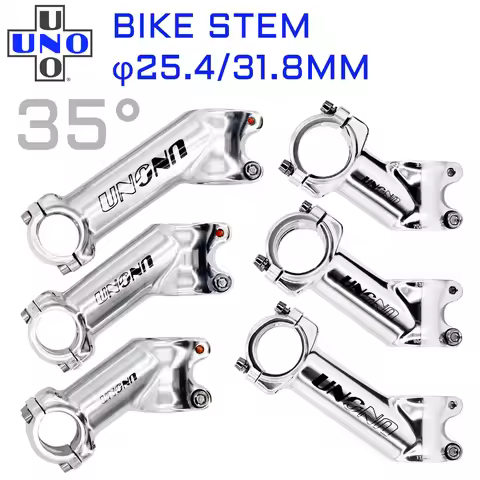 UNO Silver Bicycle Stem Bike Table Ultralight MTB Road Mountain Bike Handlebar Riser 35 Degrees 25.4