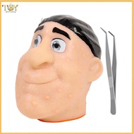deveodo Acne Popping Sensory Toy Easy-to-clean Pimple Toy Man Head Pimple Popping Toy with Tweezers 