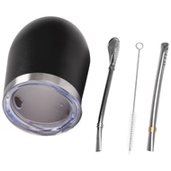 Yerba Mate Gourd Tea Cup Set 12OzDouble-Wall Stainless Coffee Water Cup with Lid 2 Bombillas Straws 