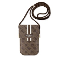 กระเป๋า GUESS 4G PU With Printed Stripes Wallet Phone Bag With Cord Strap - Brown / Black
