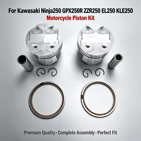 Motorcycle Piston Kit With Piston Rings For Kawasaki Ninja250 86‑07 GPX250R ZZR250 EL250 KLE250 Engi