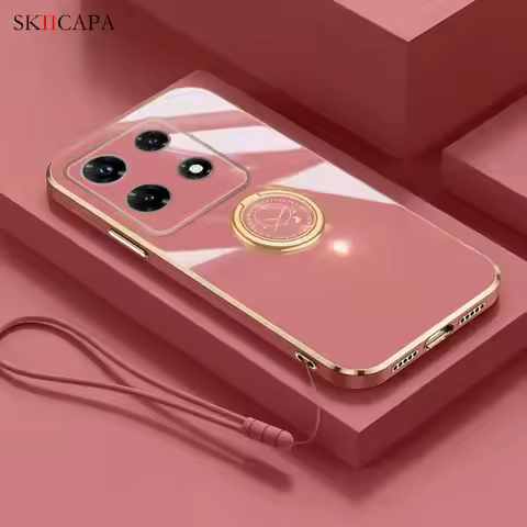 Electroplated Silicone Soft Back Case For Infinix 30 Pro 5G Note 10 11 Pro Lens Protection Ring Hold
