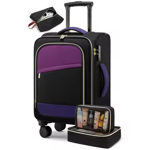 Pcs Carry On Luggage 22x14x9 Airline Approved, 20 Inch Carry On Suitcases with Wheels, Softside Roll