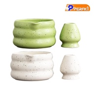 2 Pieces Matcha Bowl Tea Bowl with Whisk Holder Smooth Surface Craft