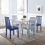Noah Dining Set |1 rectangle table + 4 Seaters (1white color table+2Light Blue Seater+2Dark Blue Sea